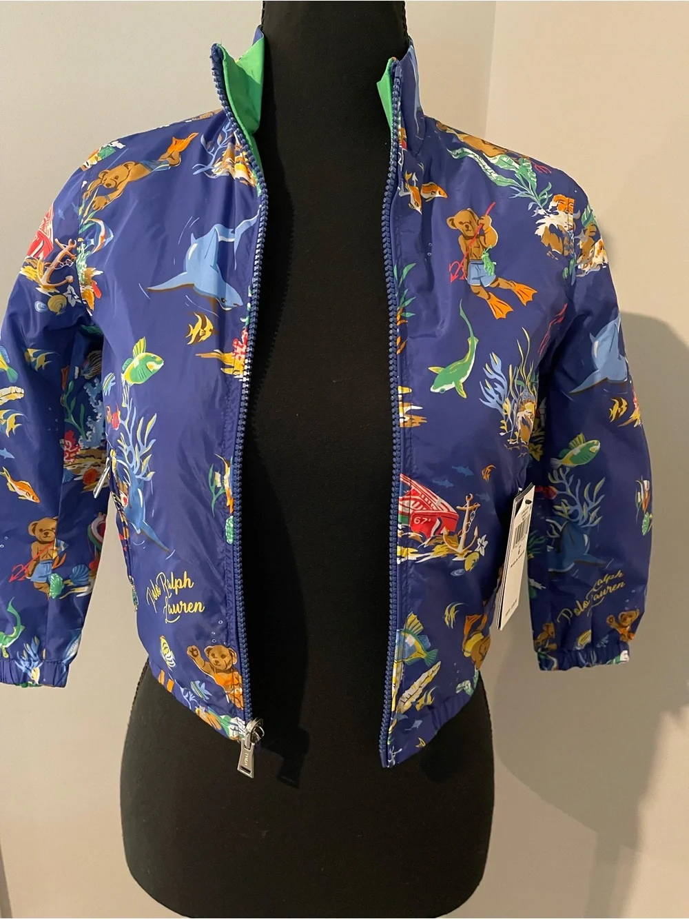 Ralph Lauren Navy Blue Kids' Tropical Sea Print jacket